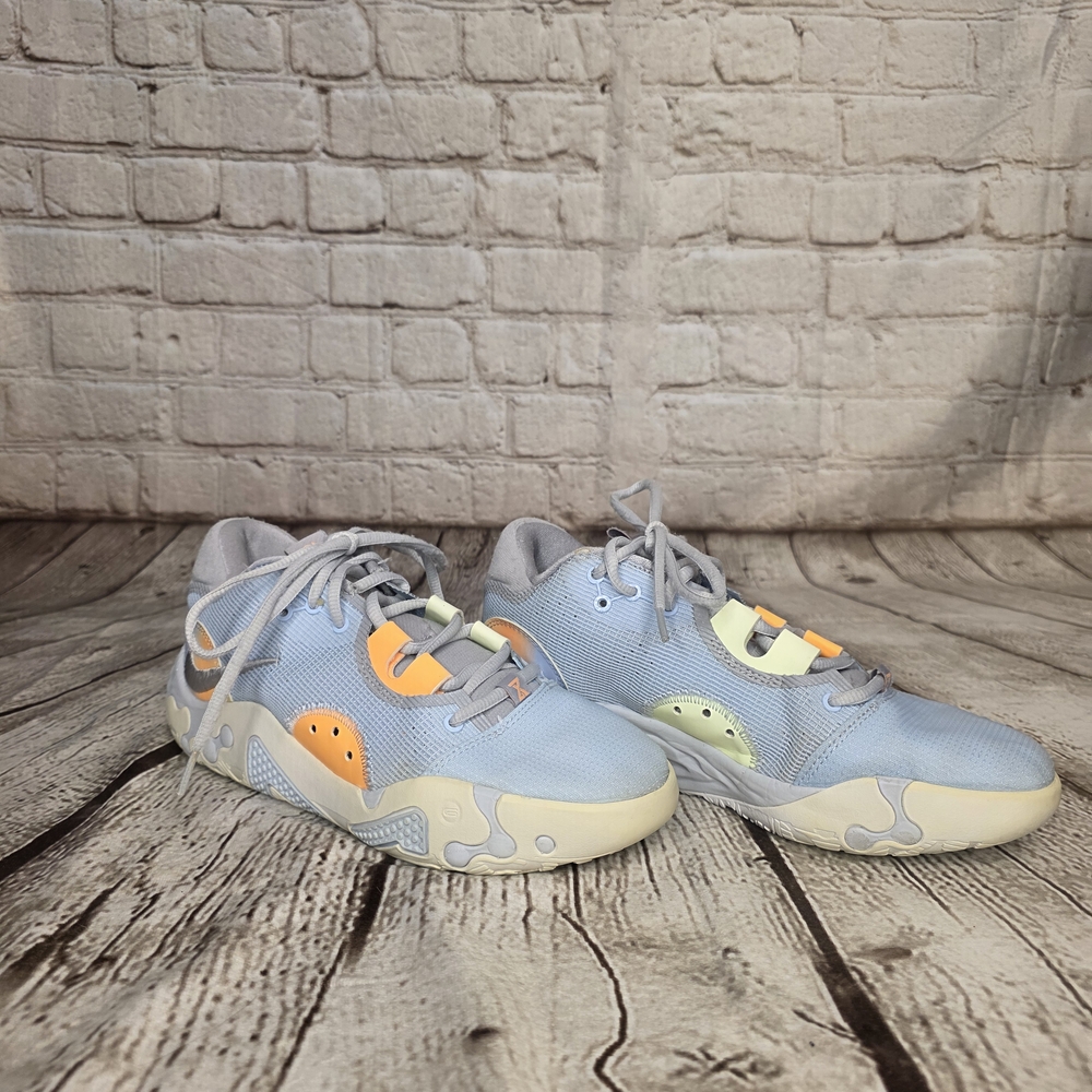 Nike Blue and Orange Low-Top Sneakers with Classic Design